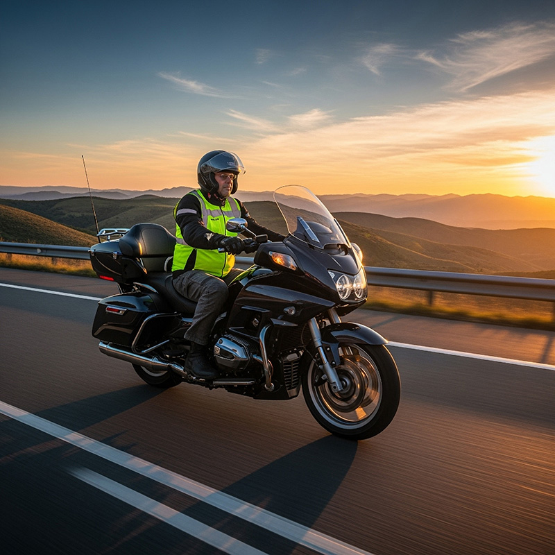Guy wearing yellow motorcycle airbag vest